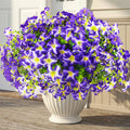 16 Pcs Faux Petunias Artificial Flowers for Outdoors, UV Resistant Fake Purpl