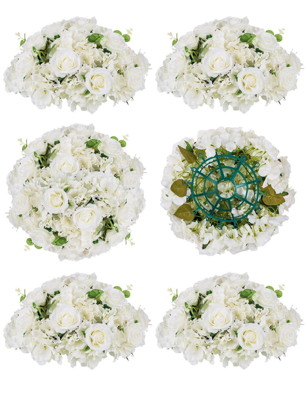 Artificial Flower Balls Wedding Centerpieces 6 Pcs 15.7" Large White Fake Flo...