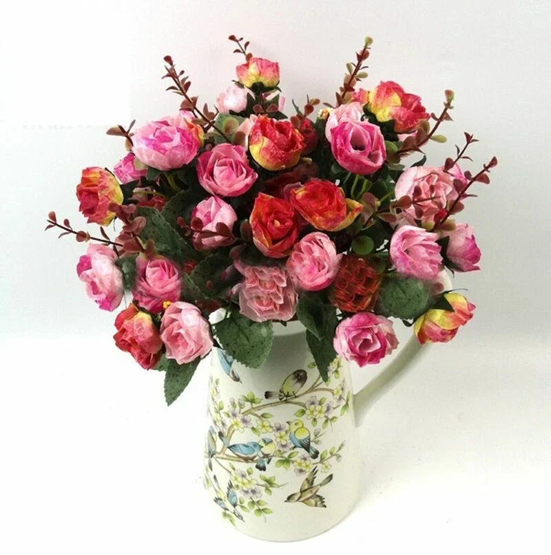 Artificial Rose Flower Bouquet Fake Plant Bunch Wedding Party Home Decor Xmas US